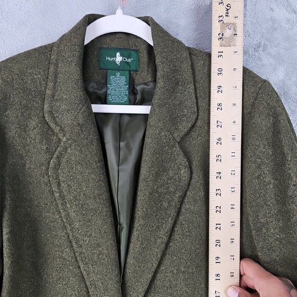 Vintage Hunt Club Jacket Womens Size 12 Green Merino Wool Lambswool Toggle Lined - Picture 4 of 9